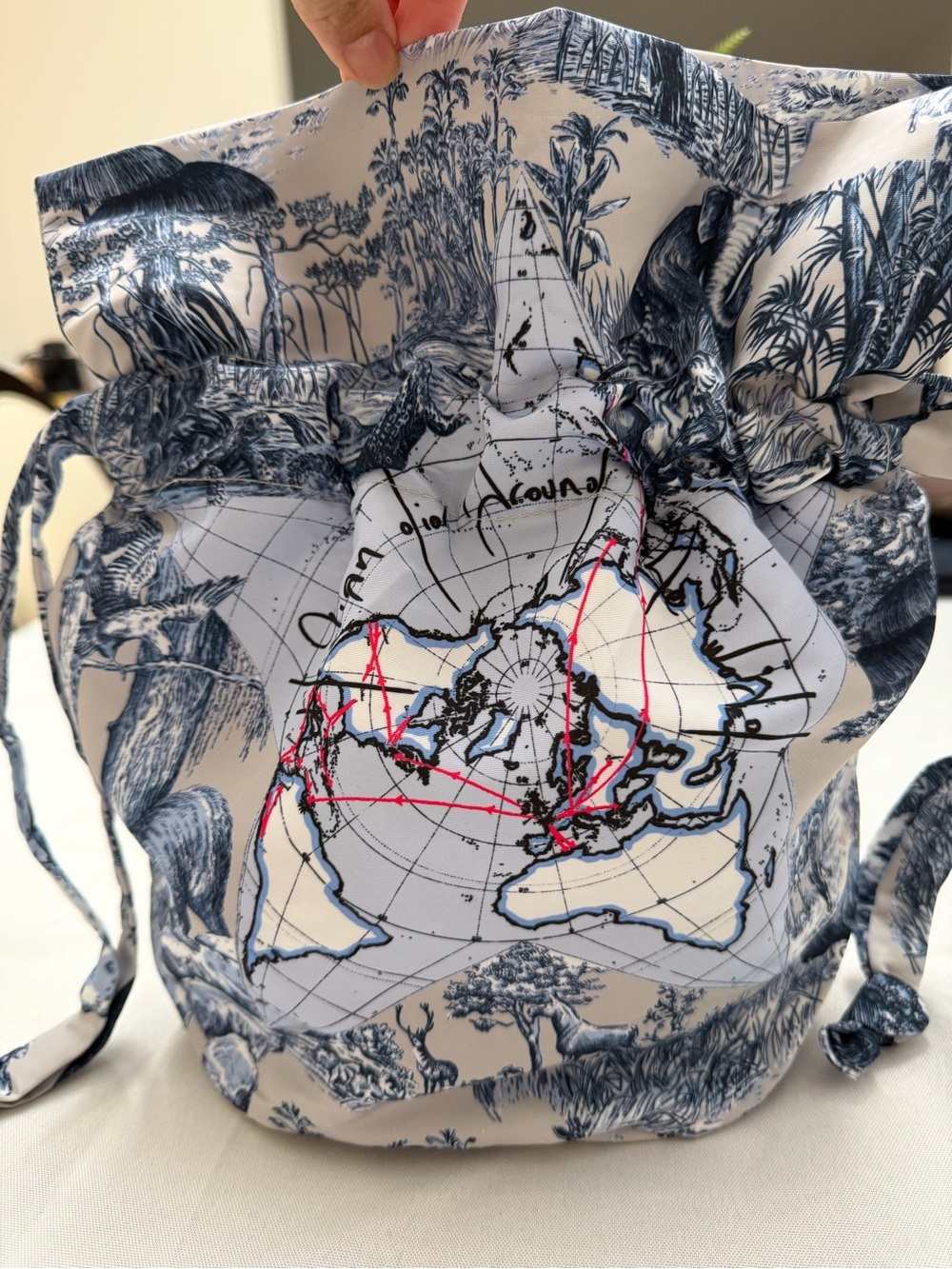 Dior Around the World Toile Map-Print Drawstring Pouch - Picture 4 of 8
